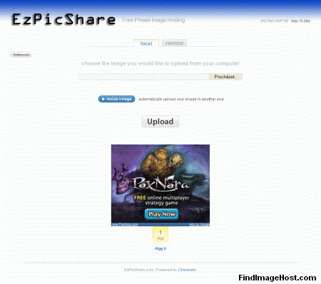 EzPicShare image hosting site