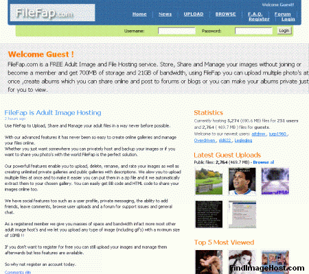 FileFap image hosting site