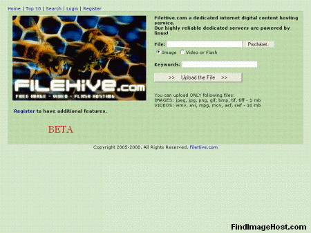 FileHive image hosting site