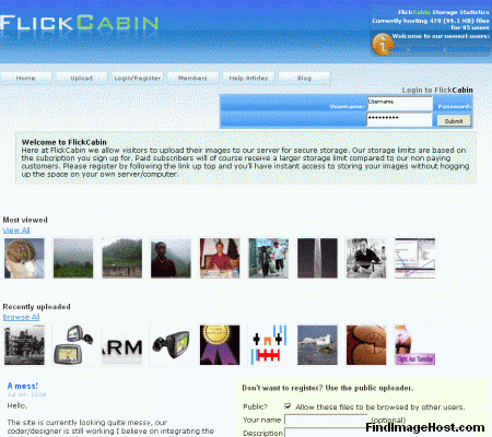 FlickCabin image hosting site