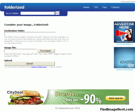 Folderized image hosting site