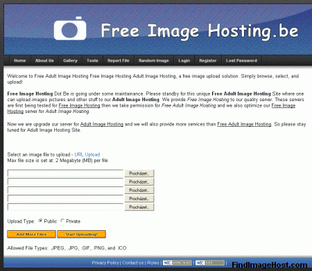 Freeimagehosting.be image hosting site
