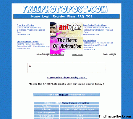 FreePhotoPost image hosting site