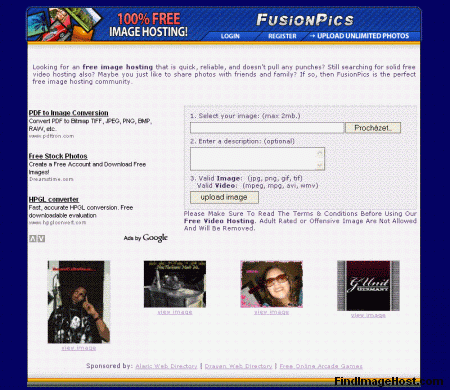 FusionPics image hosting site