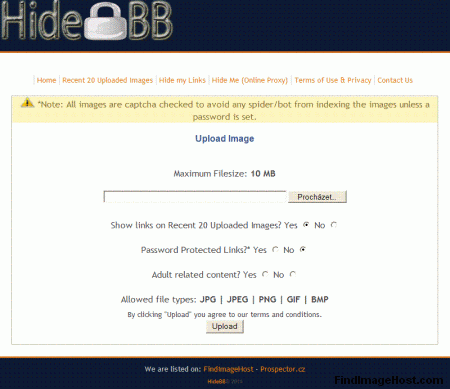 Hidebb image hosting site