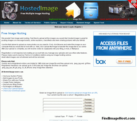 HostedImage.net image hosting site