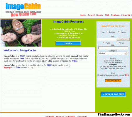 ImageCabin image hosting site