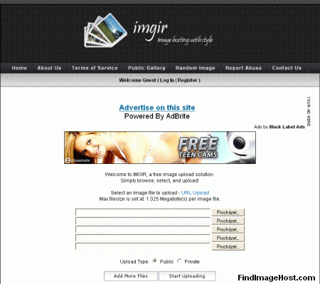Imgir image hosting site