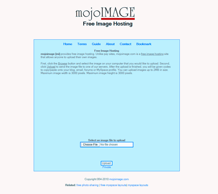 MojoImage image hosting site