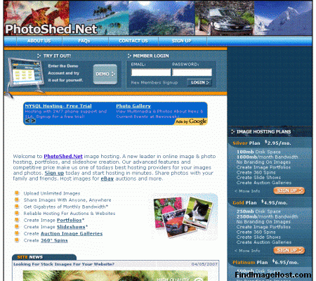 PhotoShed.net image hosting site
