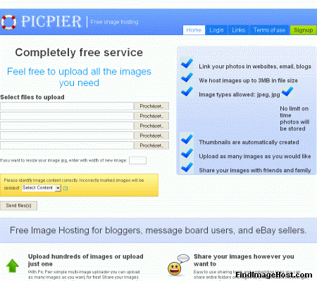 PicPier image hosting site