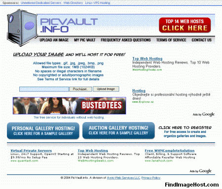 Picvault image hosting site