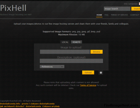 PixHell.info image hosting site
