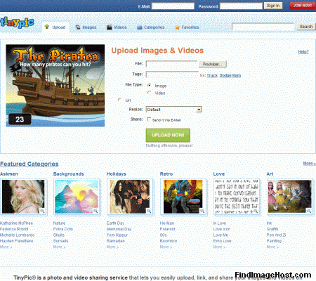 Tinypic image hosting site